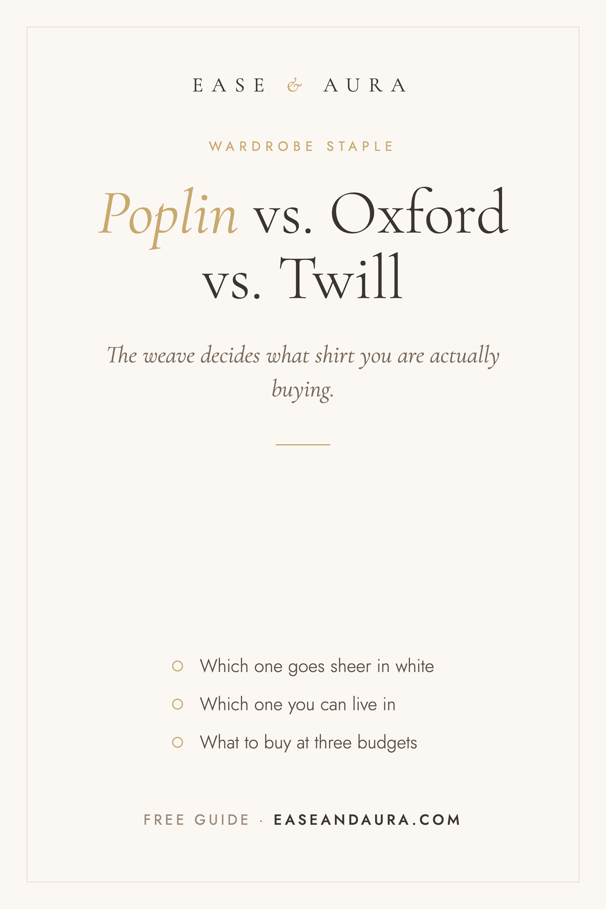 Poplin vs oxford vs twill
